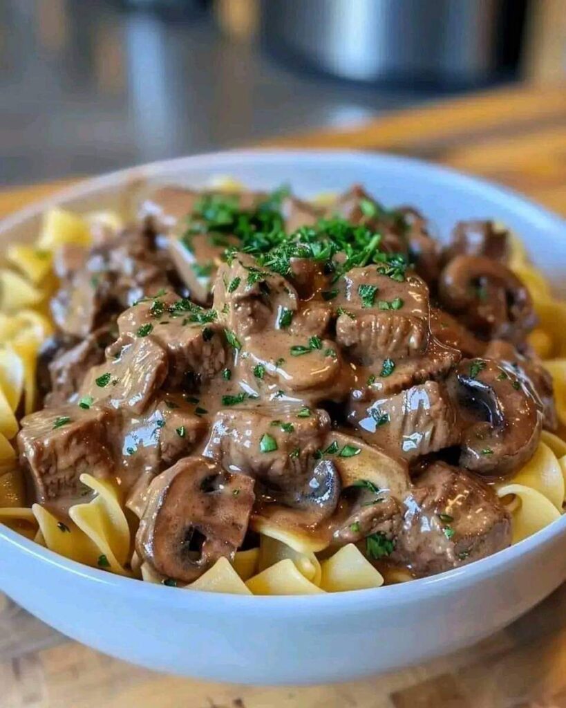 Classic Beef Stroganoff with Creamy Mushroom Sauce