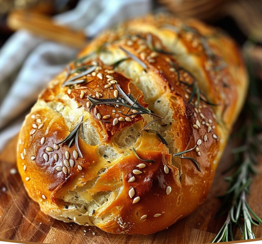 No-Knead Rosemary Garlic Bread