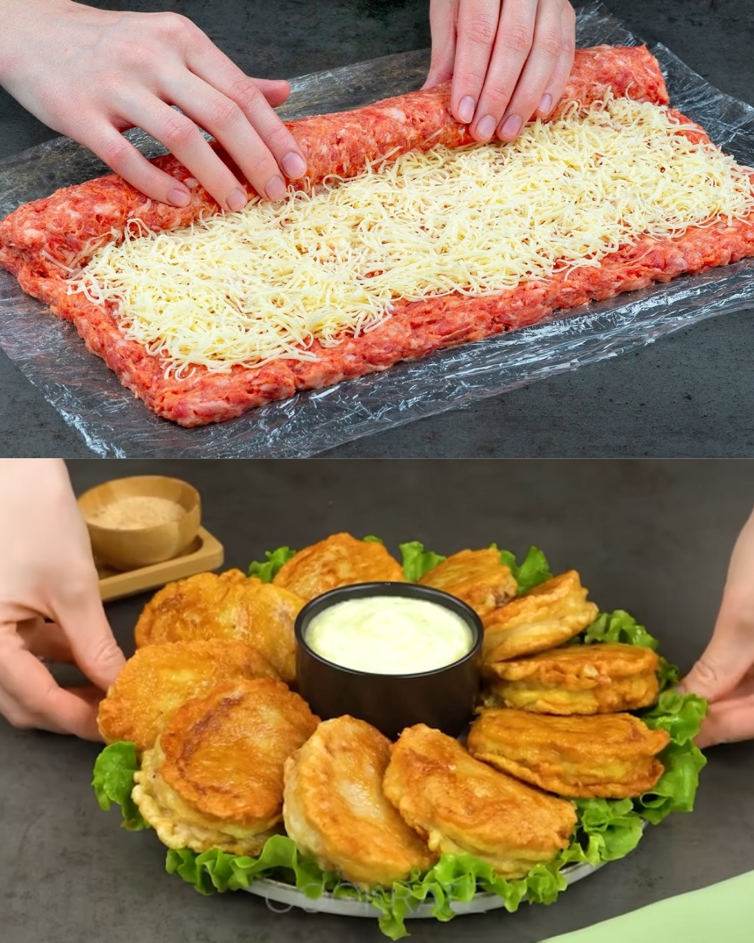 Cheesy Minced Meat Rolls with Creamy Parmesan Sauce