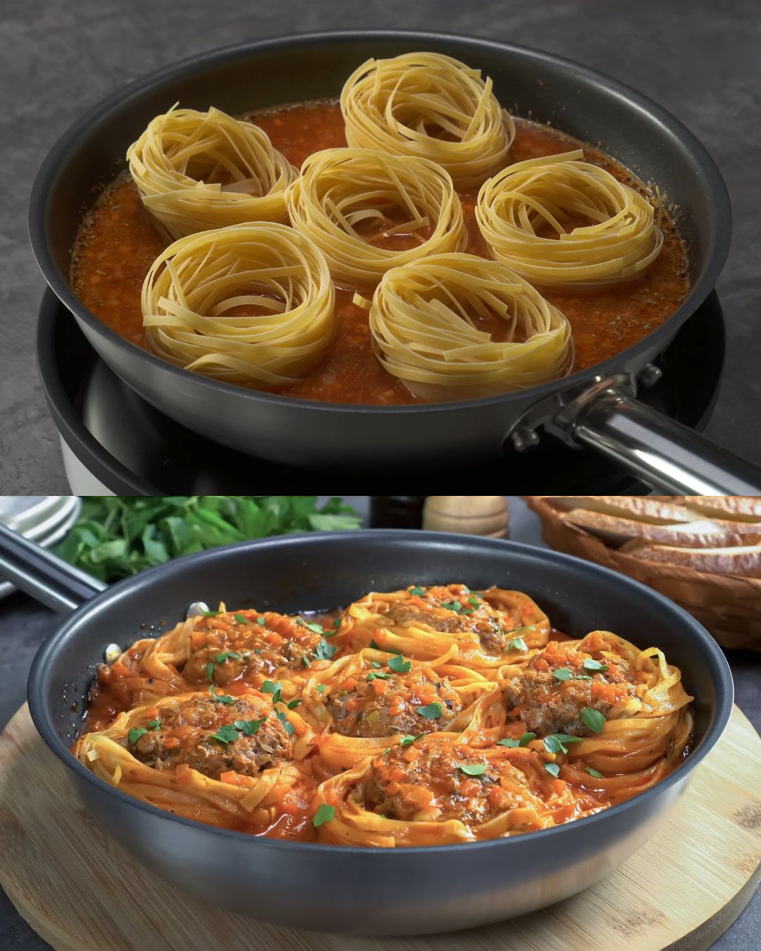 Tagliatelle with Savory Ground Meat Sauce