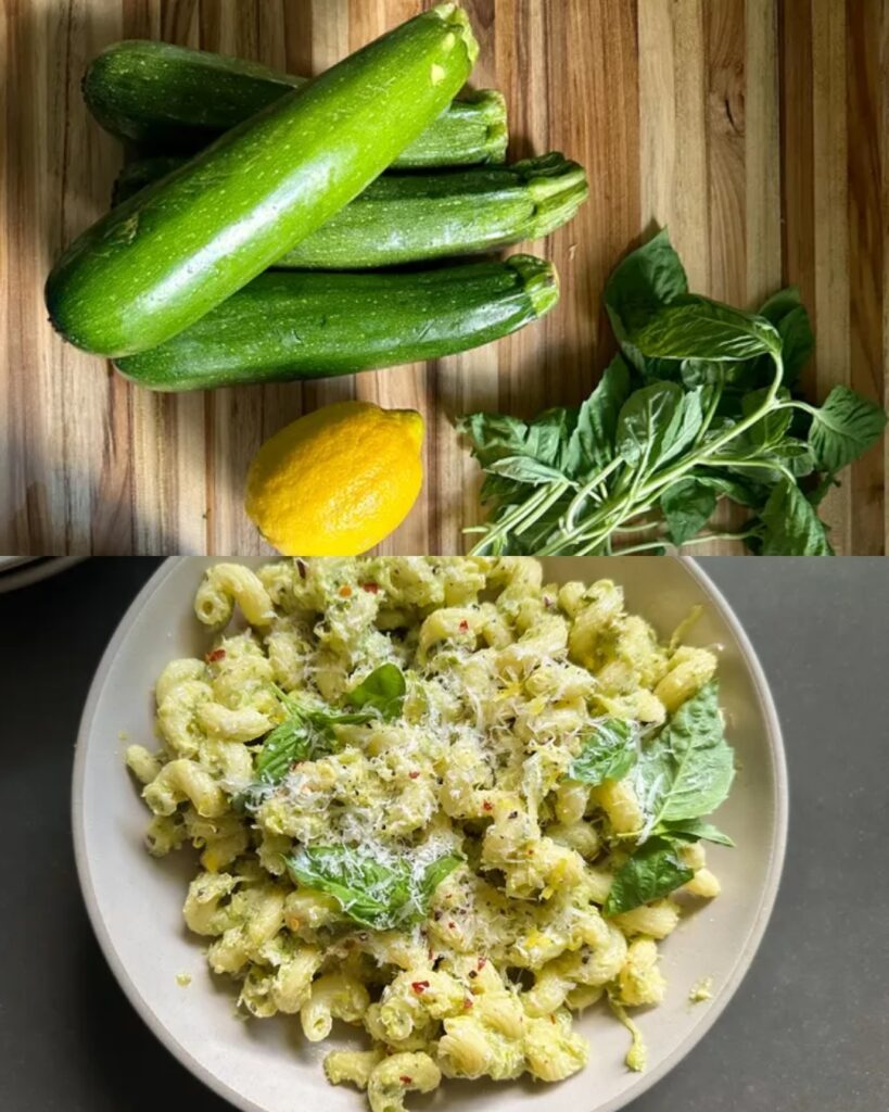 Creamy Zucchini Basil Pasta with Cottage Cheese and Lemon