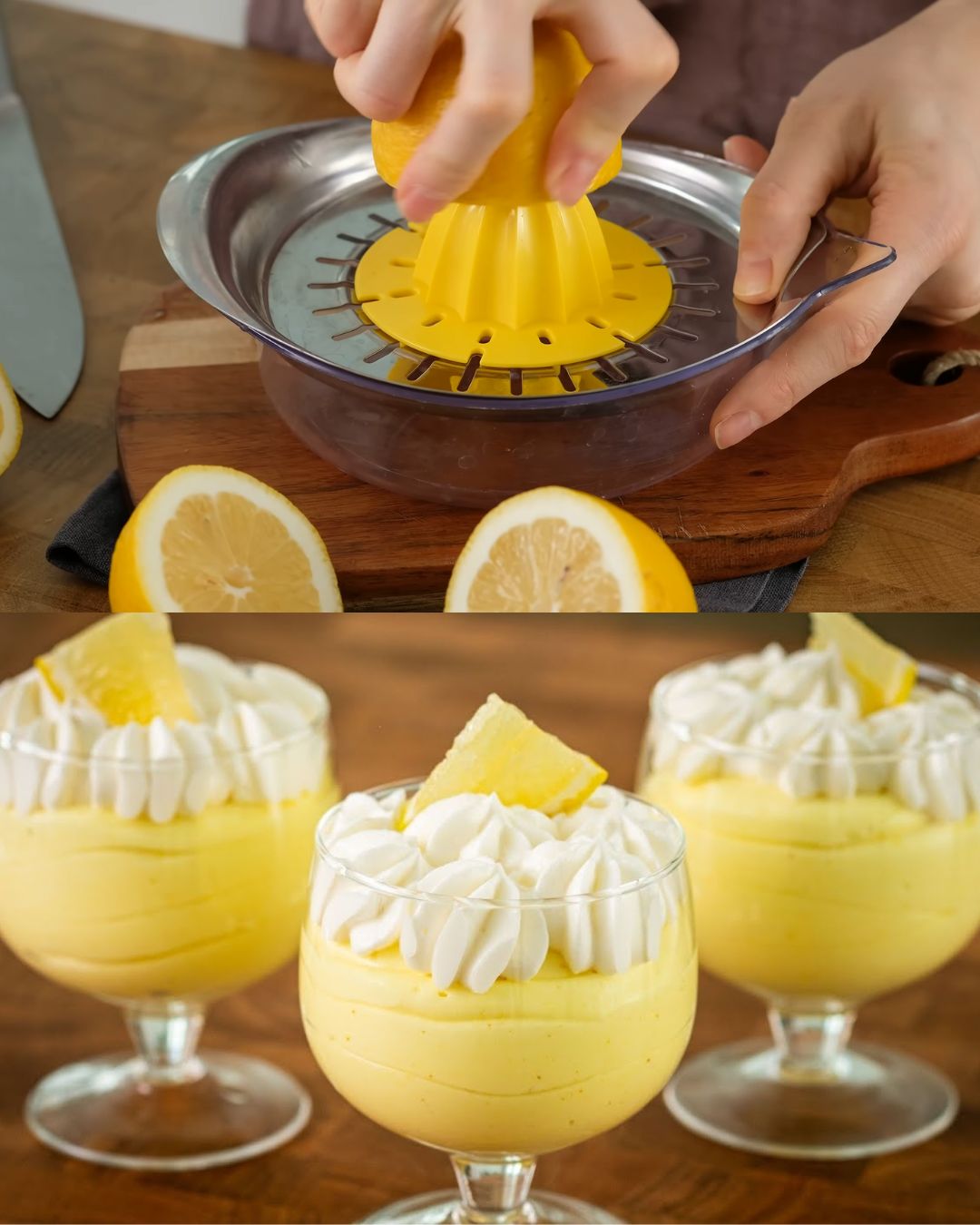 Velvety Lemon Mousse with Whipped Cream