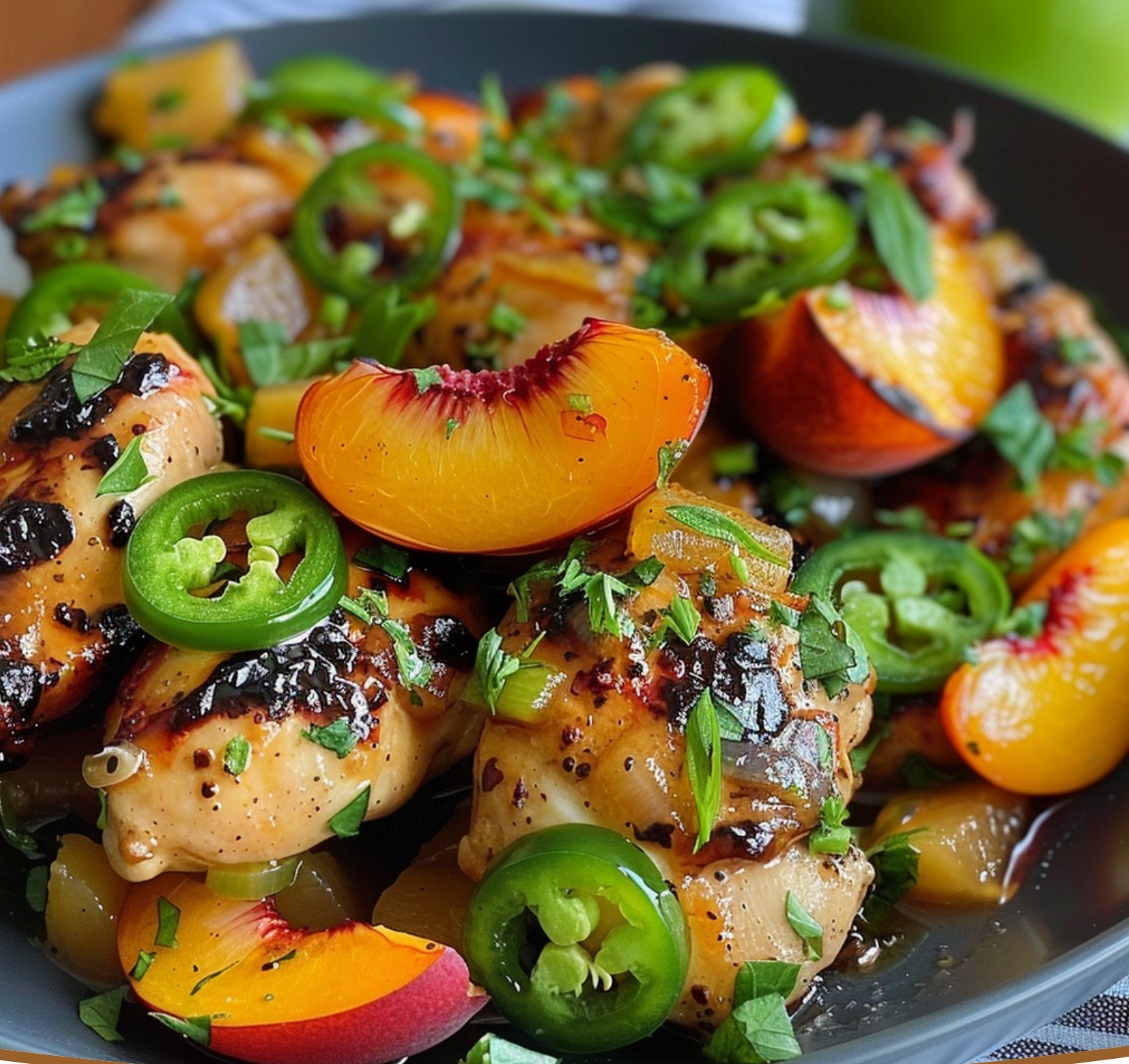 Honey Balsamic Chicken with Roasted Peaches and Jalapeños