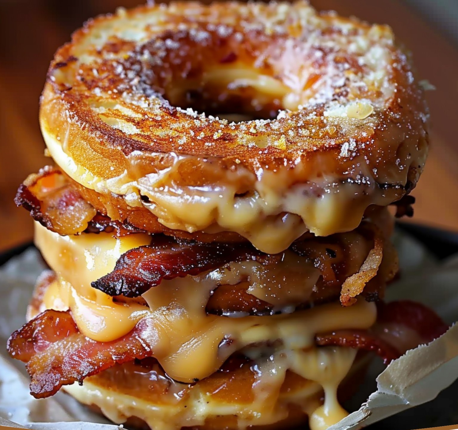Sweet and Savory Donut Grilled Cheese with Bacon