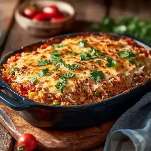 Mexican Beef and Rice Gratin