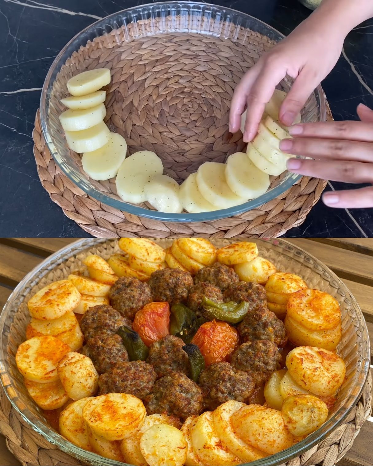 Meatball and Potato Bake with Tomato Sauce