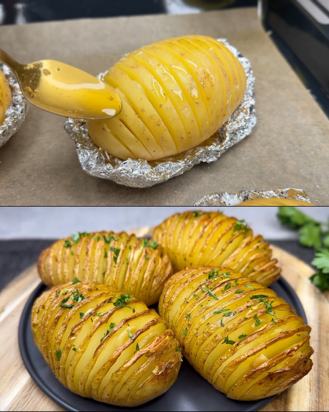 Herb-Infused Garlic Hasselback Potatoes