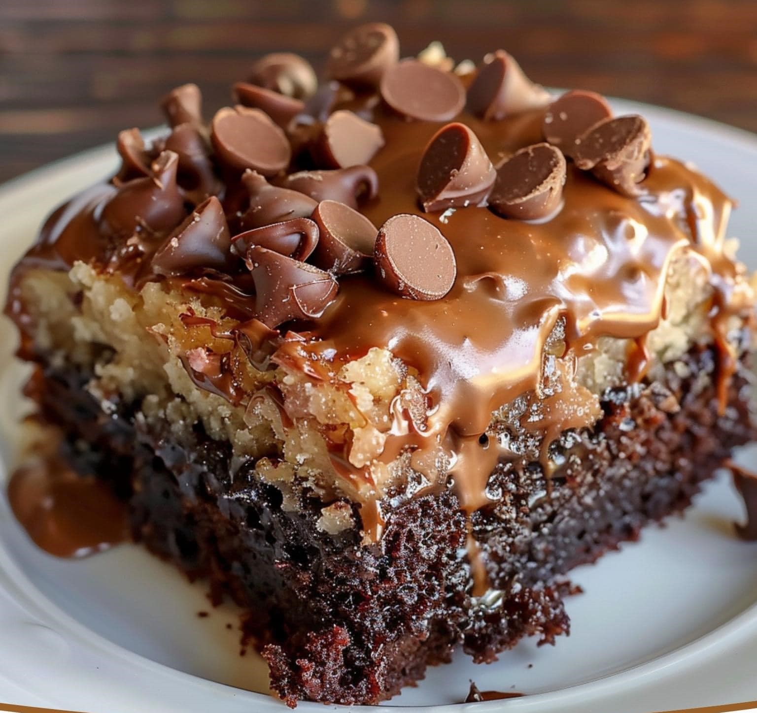Decadent German Chocolate Caramel Poke Cake