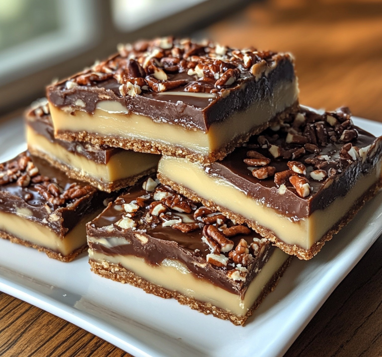 Chocolate Pecan Bars with Buttery Shortbread Crust