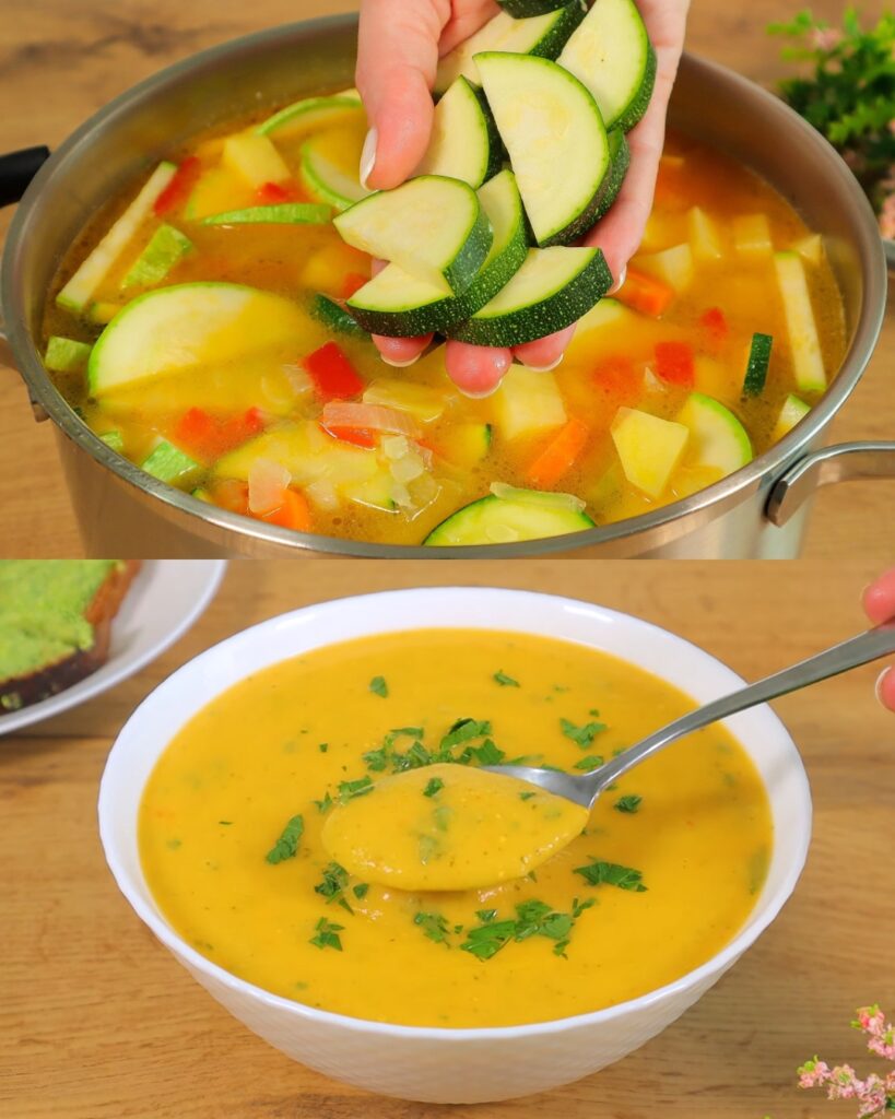 Creamy Vegetable Soup with Herb Toasts
