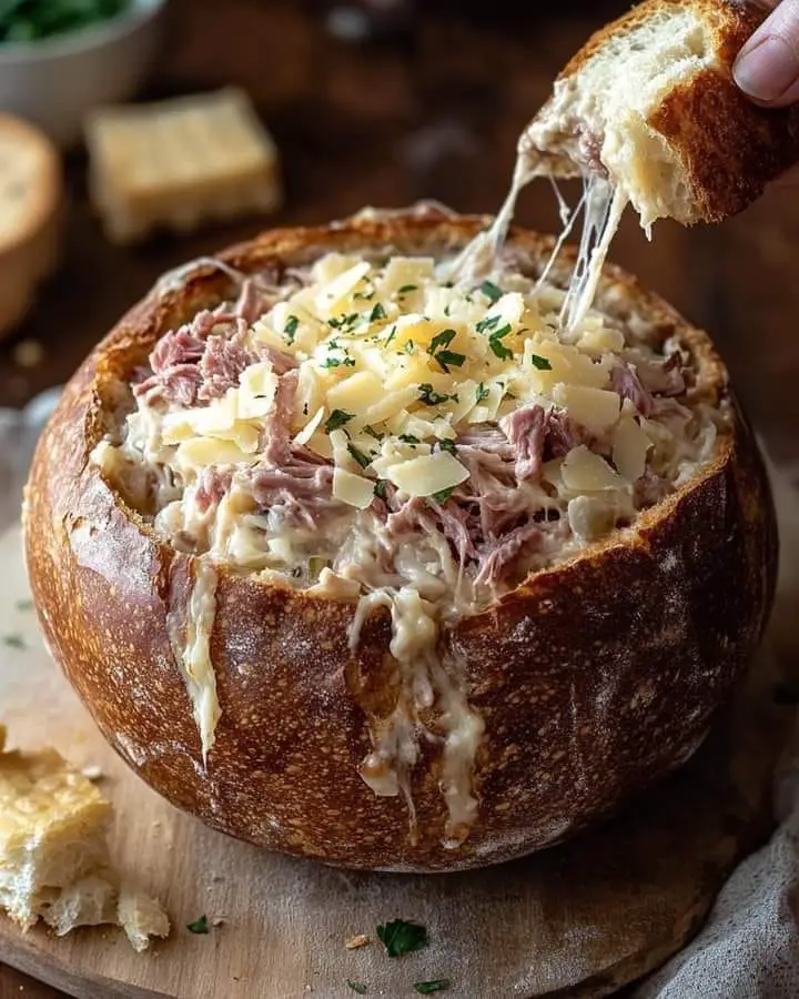 Warm Reuben Bread Bowl Dip