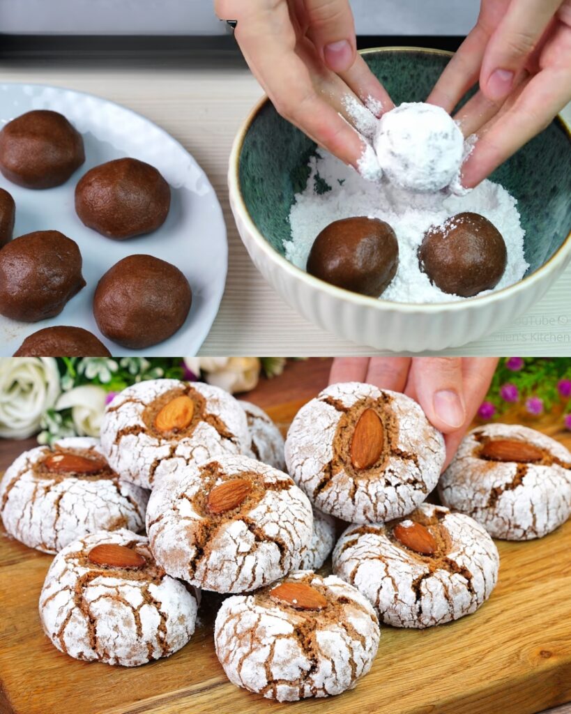Almond Cocoa Crinkle Cookies
