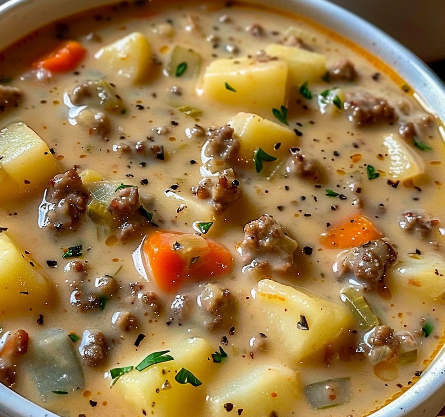 Creamy Ground Beef and Potato Soup