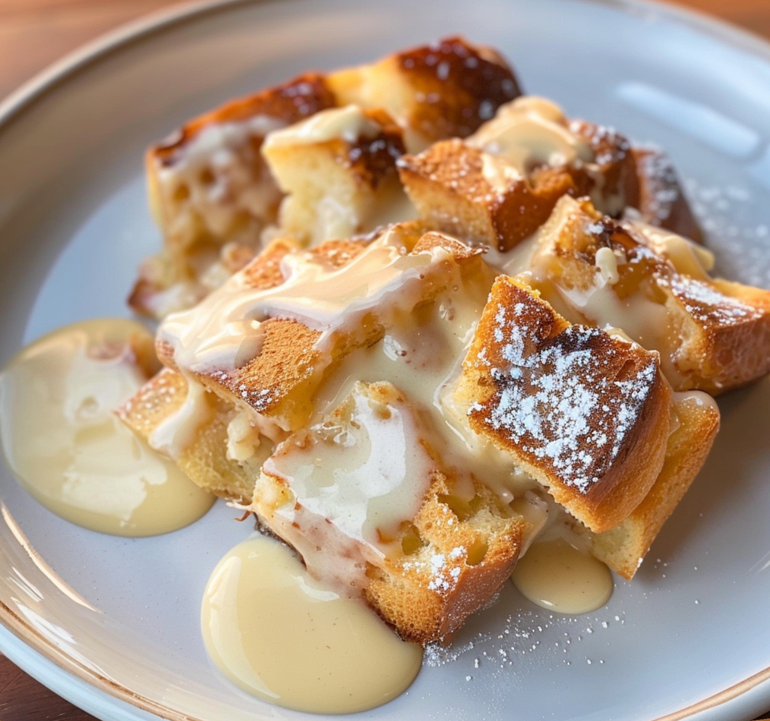 Decadent Bread Pudding with Vanilla Sauce