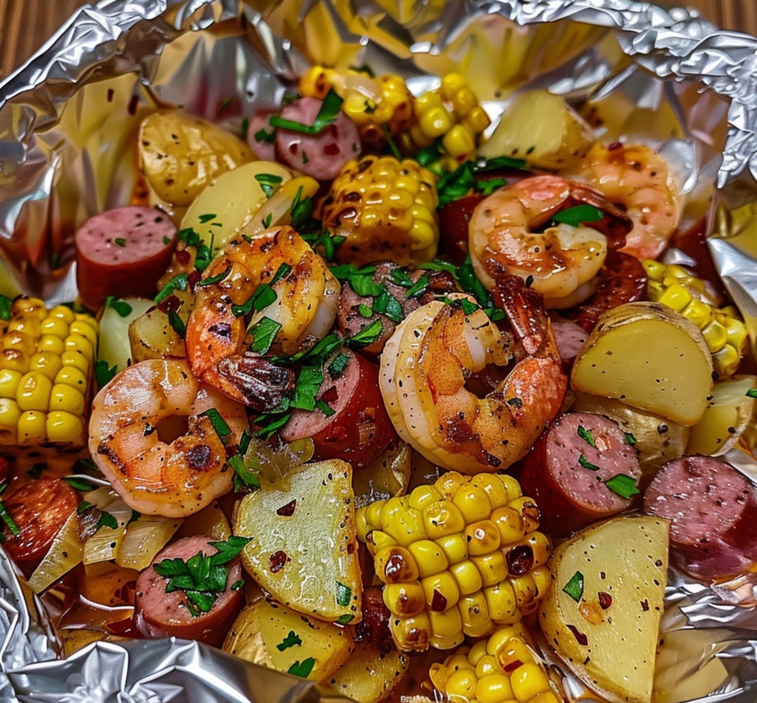 Shrimp Boil with Smoked Sausage and Baby Potatoes