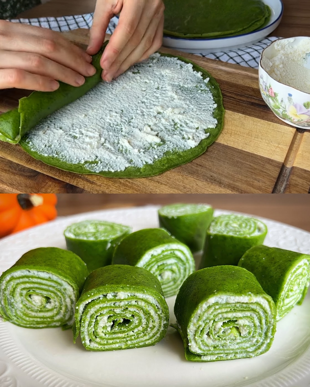 Spinach Pancakes with Ricotta Filling