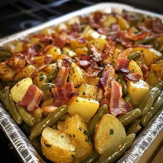 Ranch Roasted Potatoes and Green Beans with Crispy Bacon