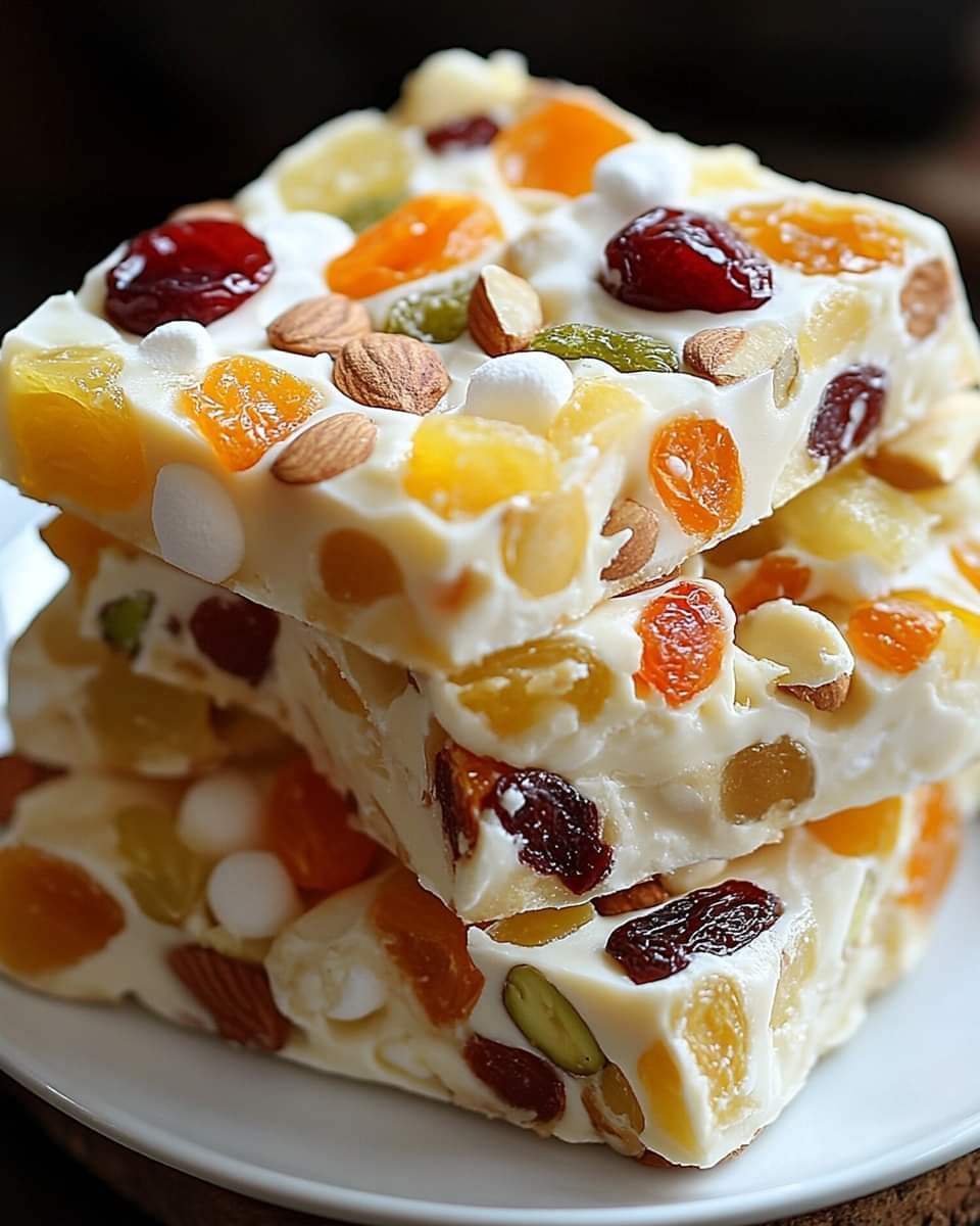 Festive White Chocolate Rocky Road Fudge