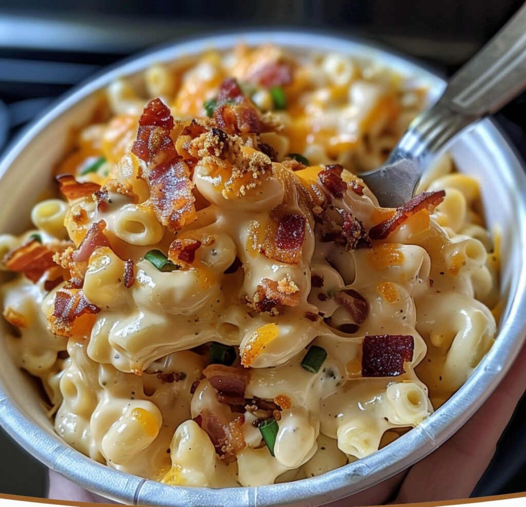 BBQ Bacon Ranch Mac and Cheese finished dish