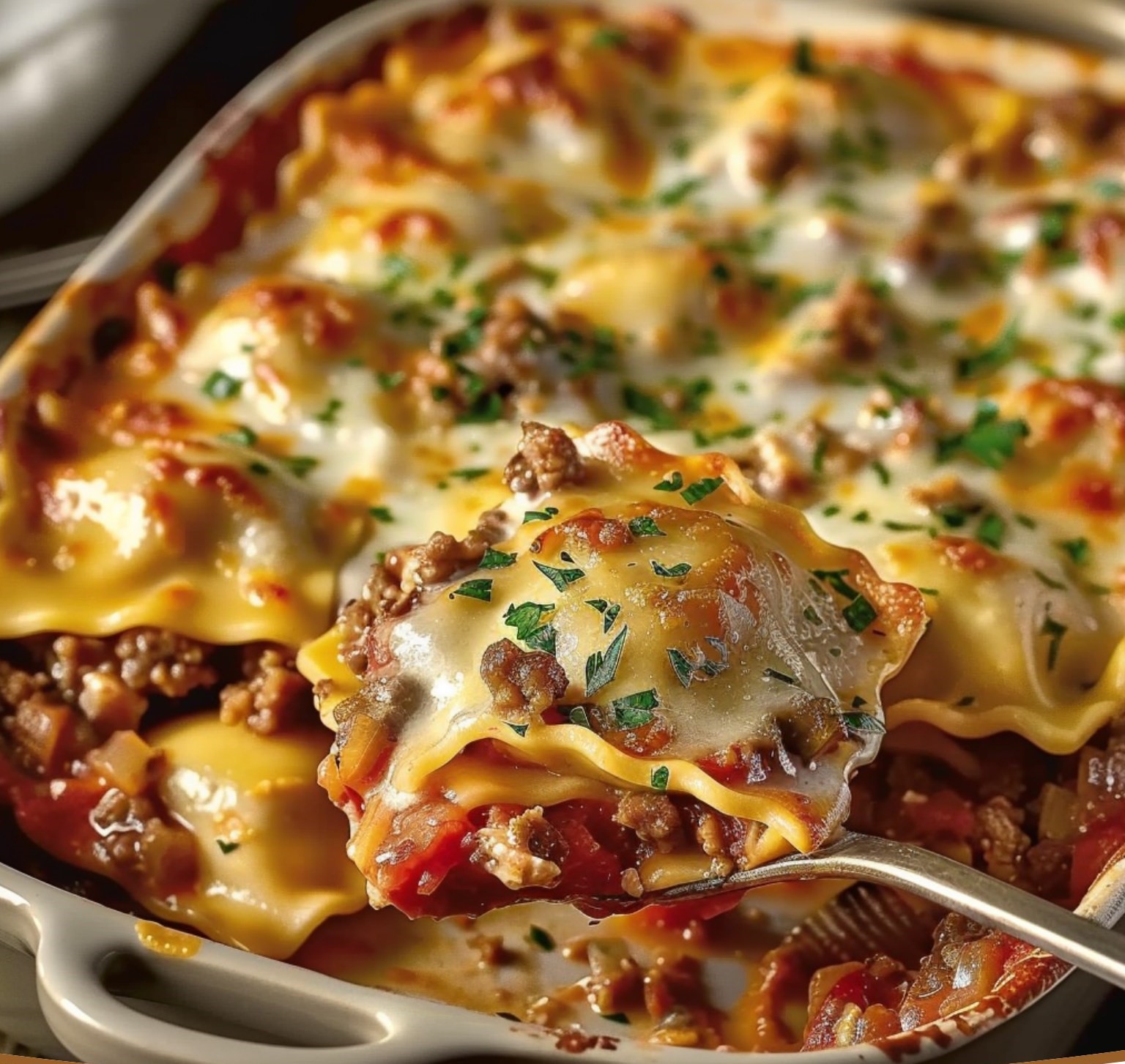 Baked Creamy Cheese Ravioli Casserole