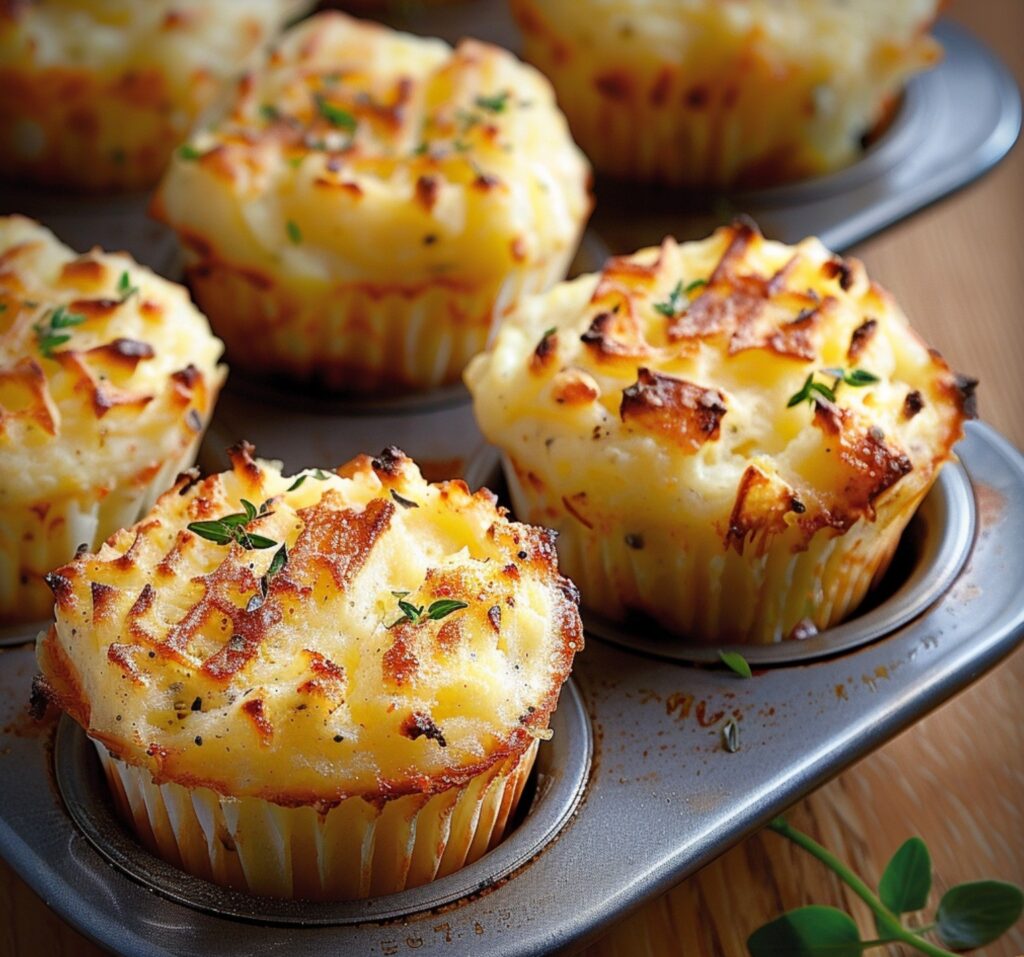 Cheesy Mashed Potato Muffins finished dish