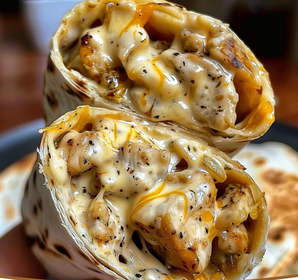 Cheesy Chicken Wraps with Garlic Sauce