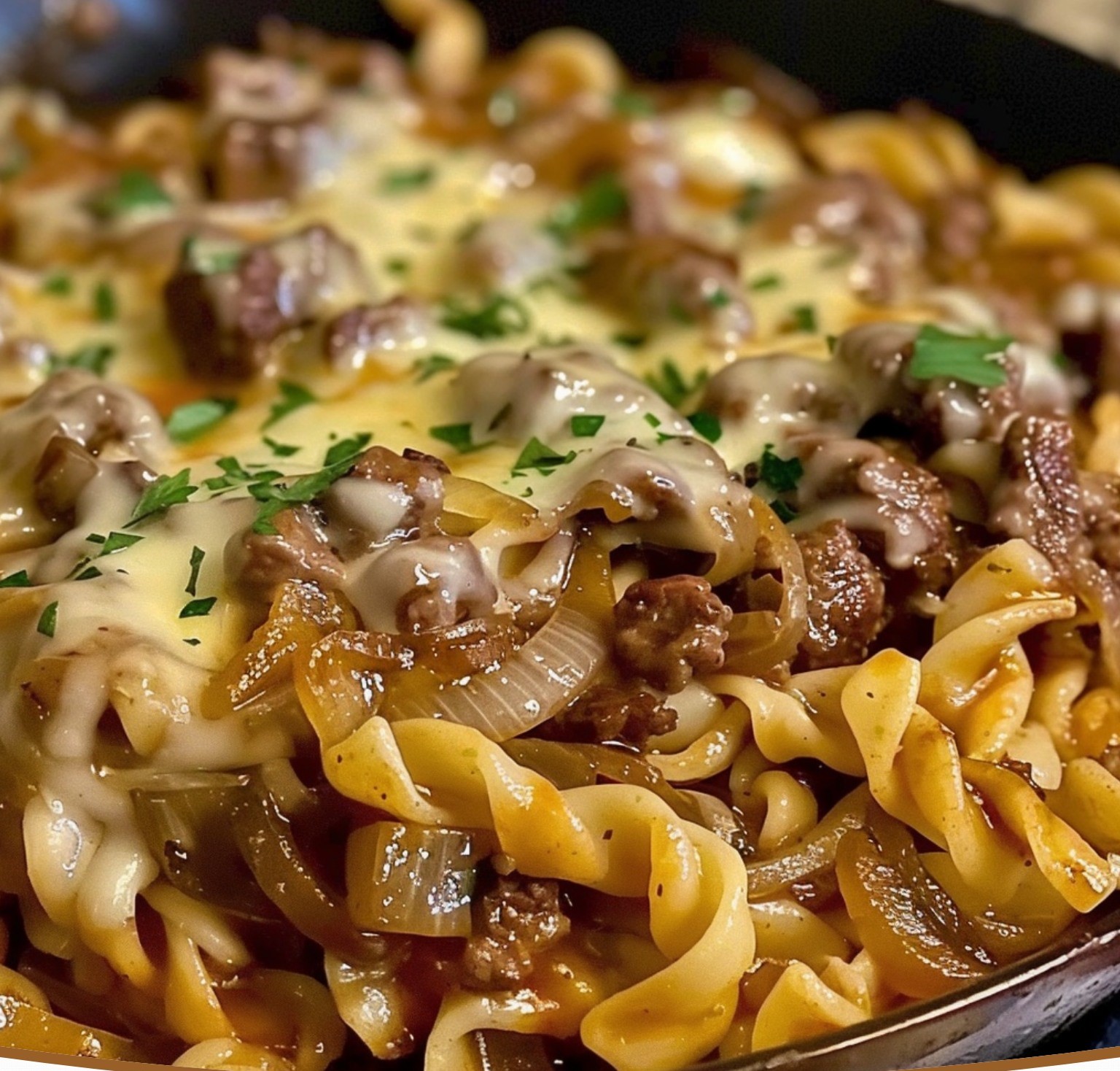 Beef and Noodles with Onion and Garlic Broth