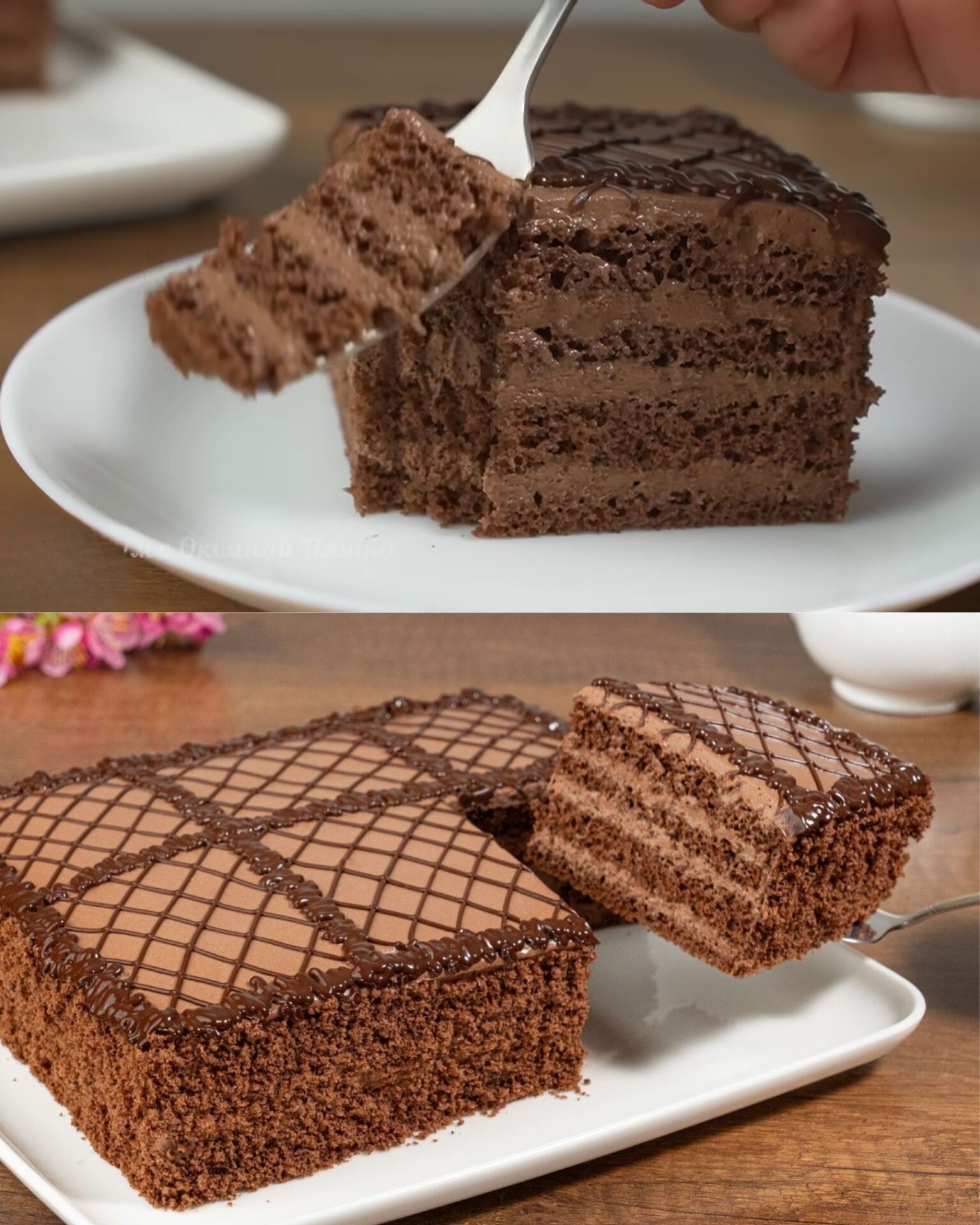 Chocolate Layer Cake with Cream Cheese Filling and Chocolate Glaze