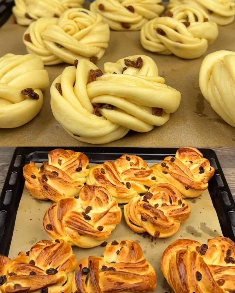 Sweet Yeast Buns with Raisin Filling