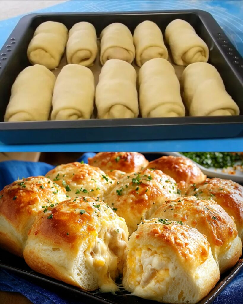 Cheesy Garlic Chicken Bread Rolls Recipe