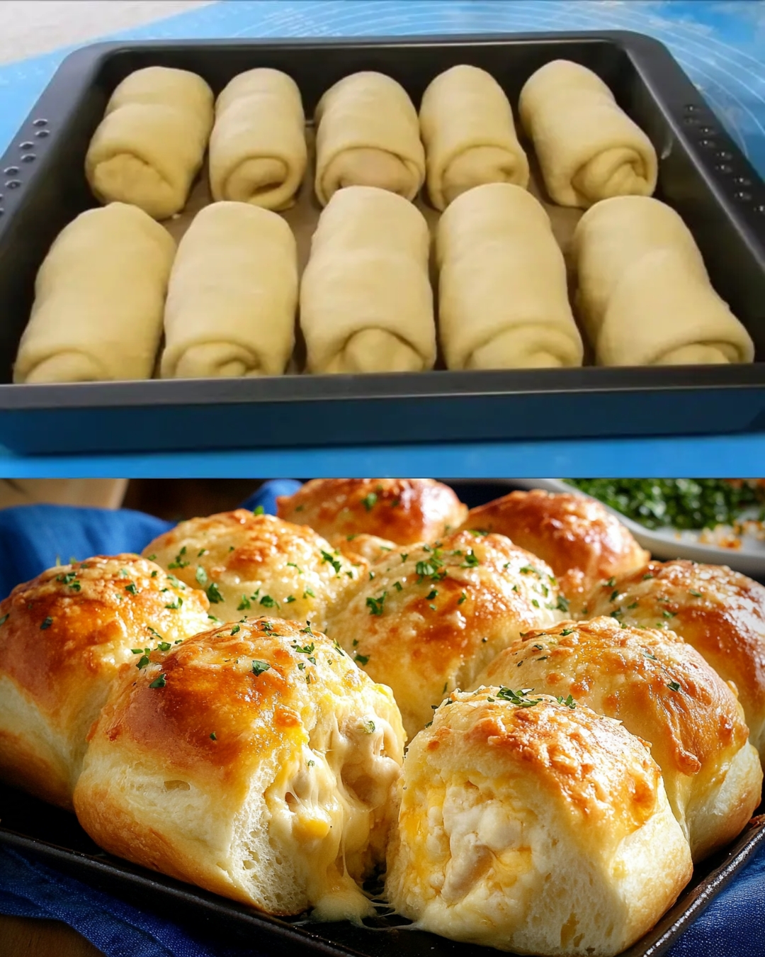 Cheesy Garlic Chicken Bread Rolls Recipe