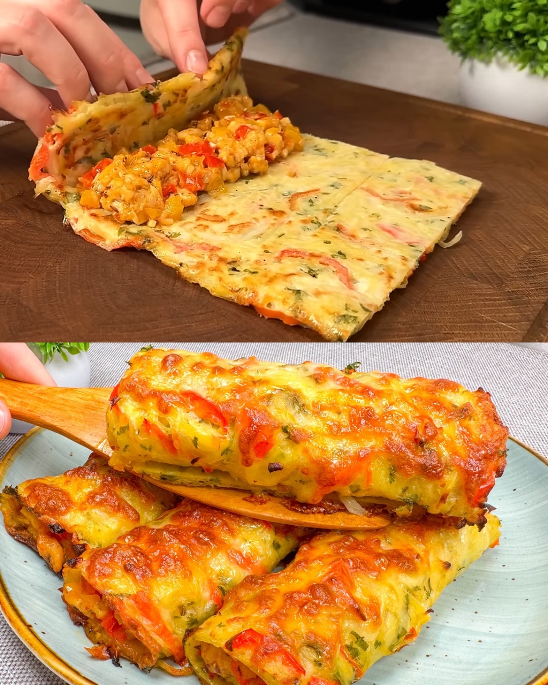 Potato and Chicken Fillet Patties with Cheddar and Mozzarella
