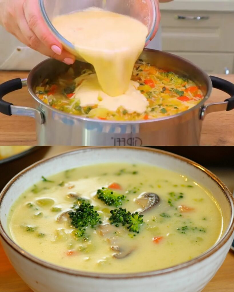 Broccoli Soup with Garlic Herb Bread