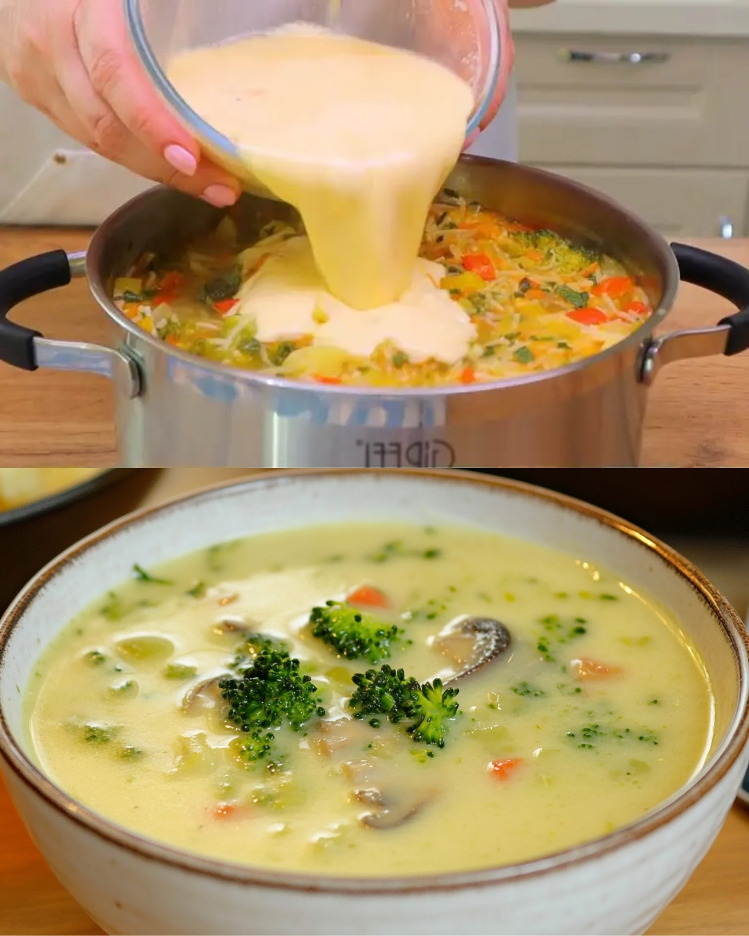 Broccoli Soup with Garlic Herb Bread