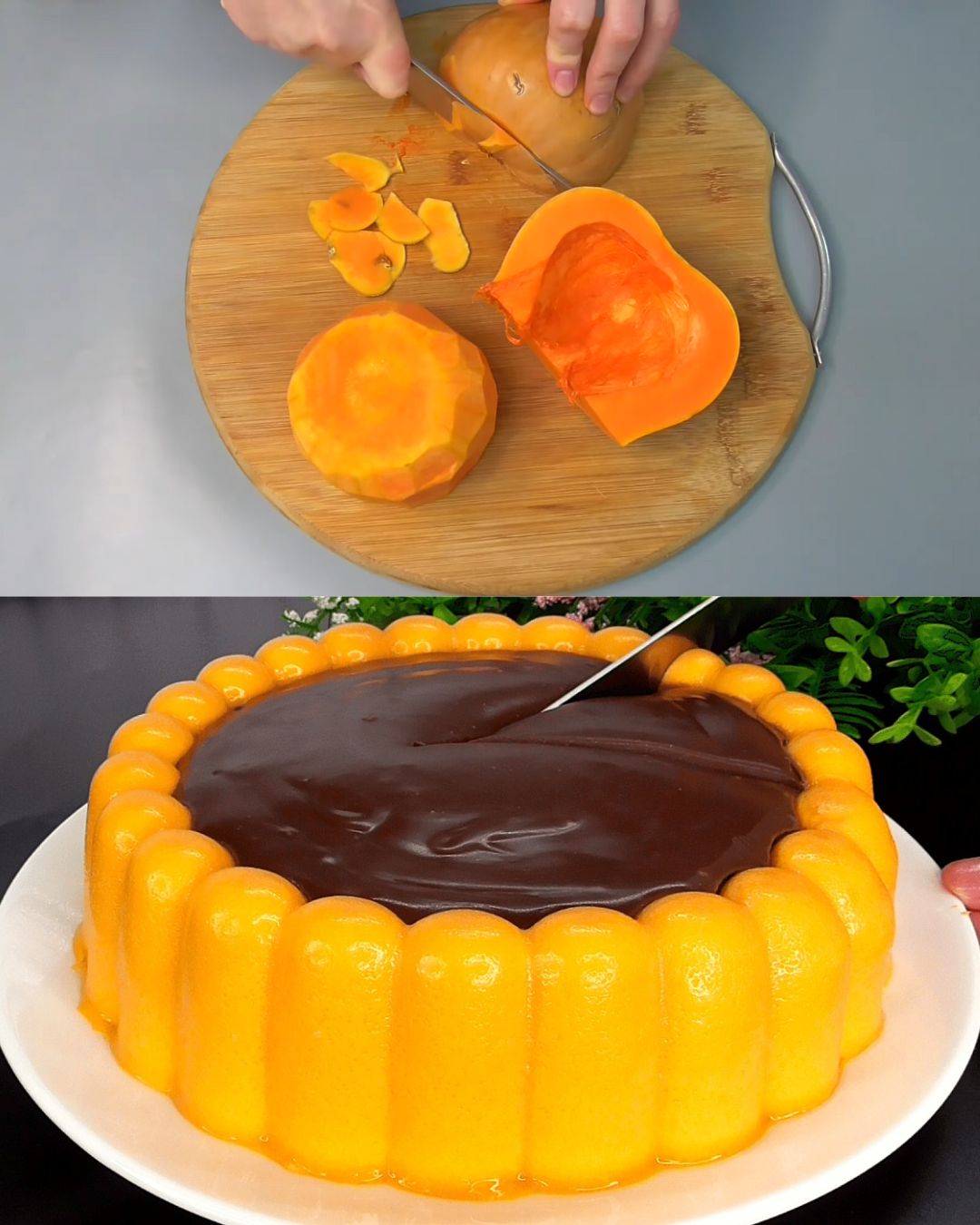 Pumpkin Cheesecake with Chocolate Swirl