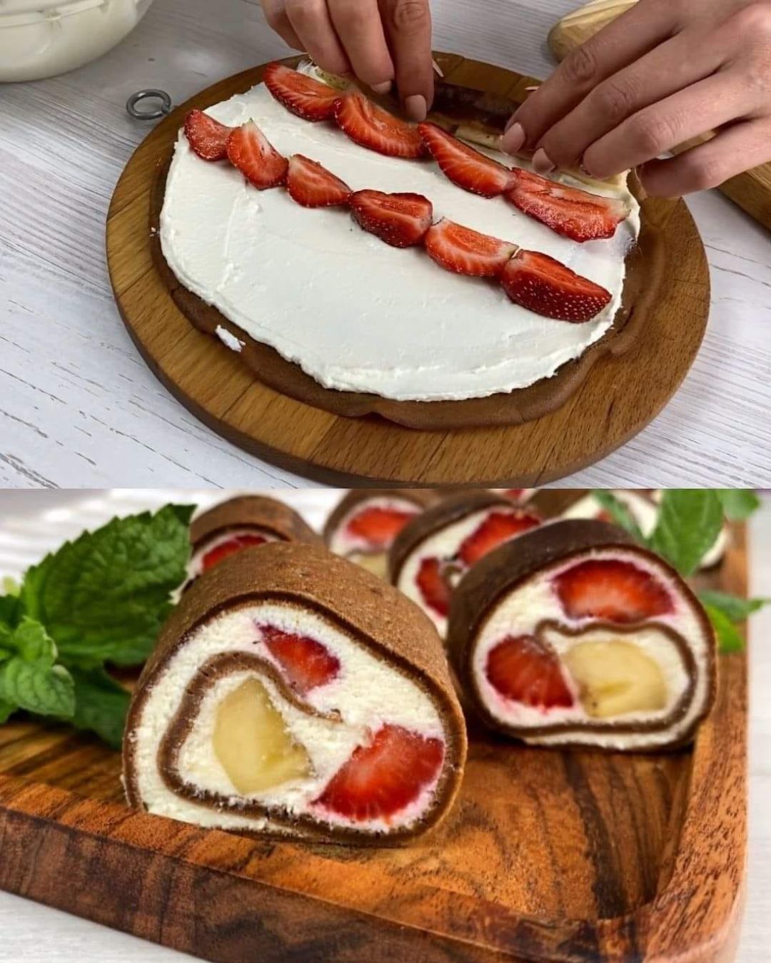 Chocolate Crepes with Creamy Cottage Cheese Filling and Fresh Fruits
