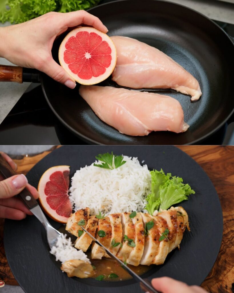 Pan-Seared Chicken Breast with Grapefruit Maple Glaze finished dish