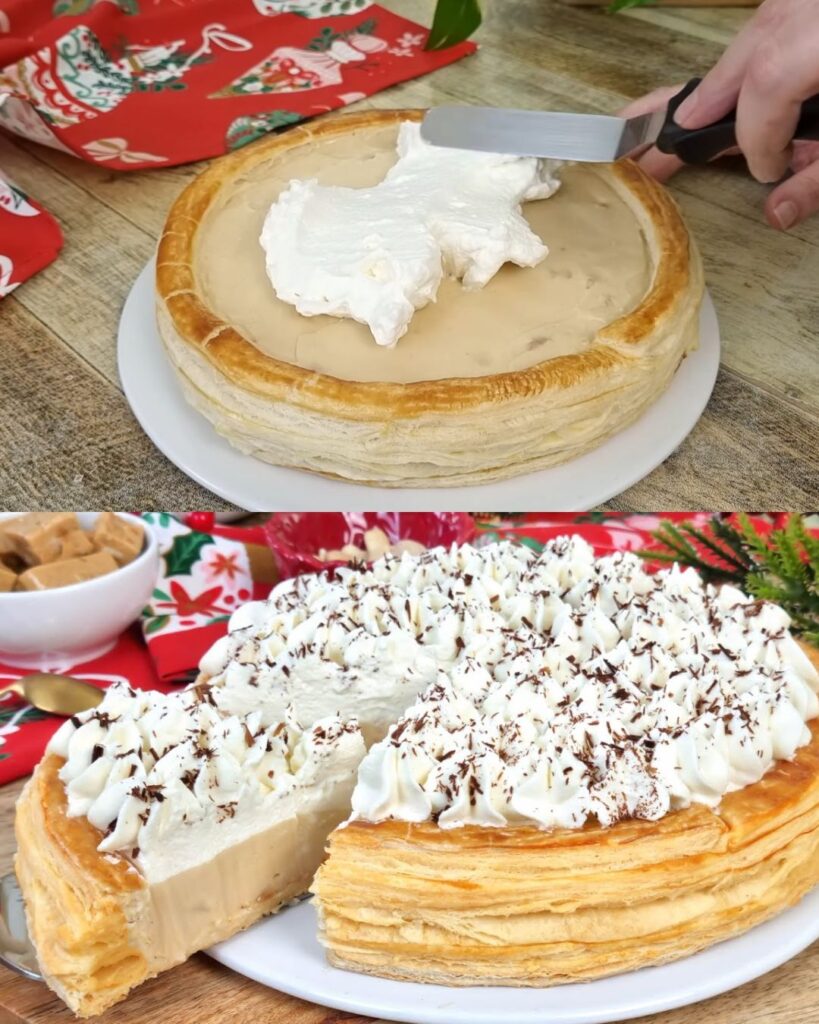 Turrón Cream Puff Pastry with Chocolate Shavings