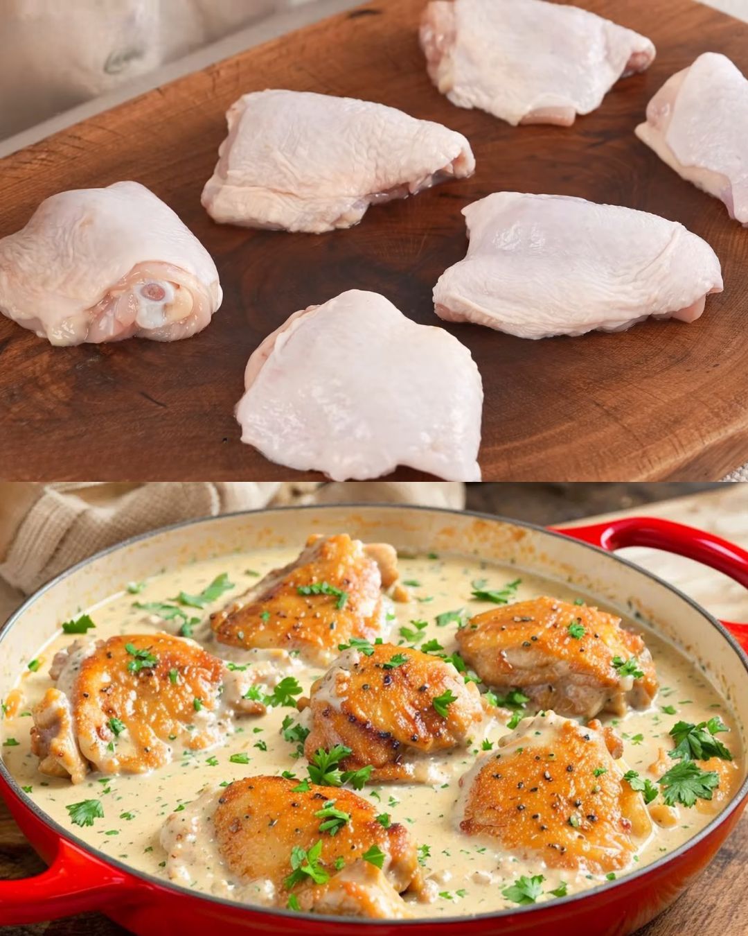 Creamy Chicken Thighs with Cauliflower and Spinach