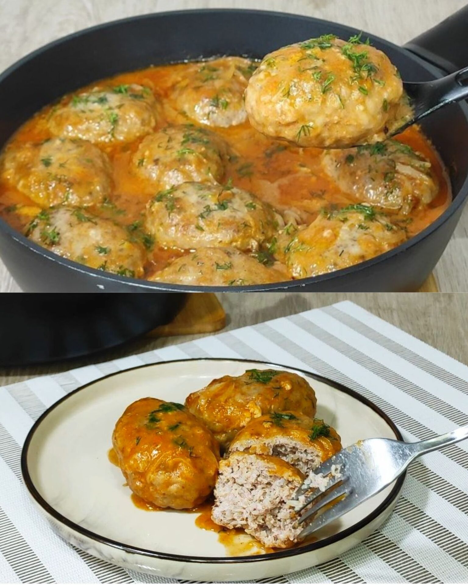 Buckwheat Meat Patties with Creamy Tomato Sauce