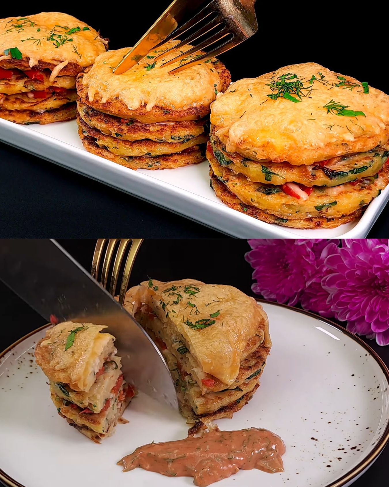Cheesy Potato Fritters with Veggies