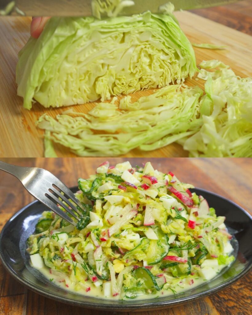 Fresh Cabbage and Radish Salad with Yogurt-Dill Dressing finished dish