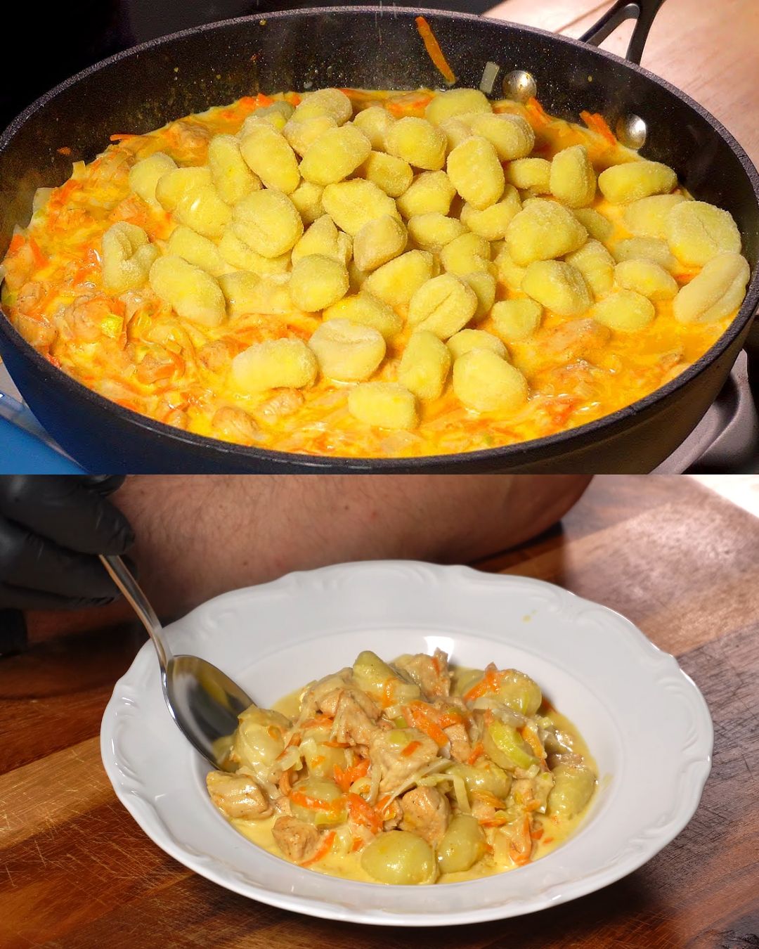 Creamy Chicken Gnocchi with Leeks and Carrots