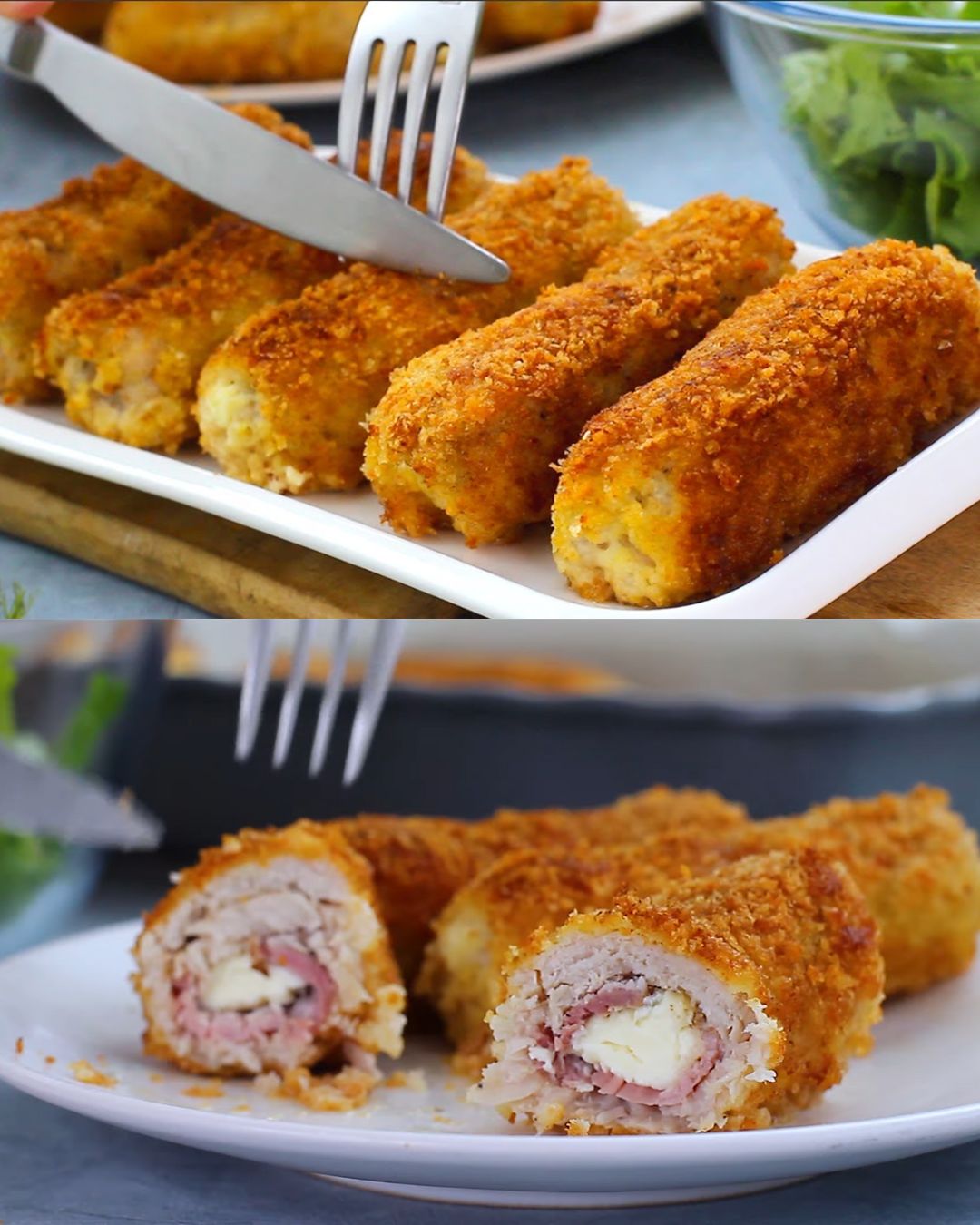 Crispy Stuffed Pork Loin Rolls with Feta and Jamon