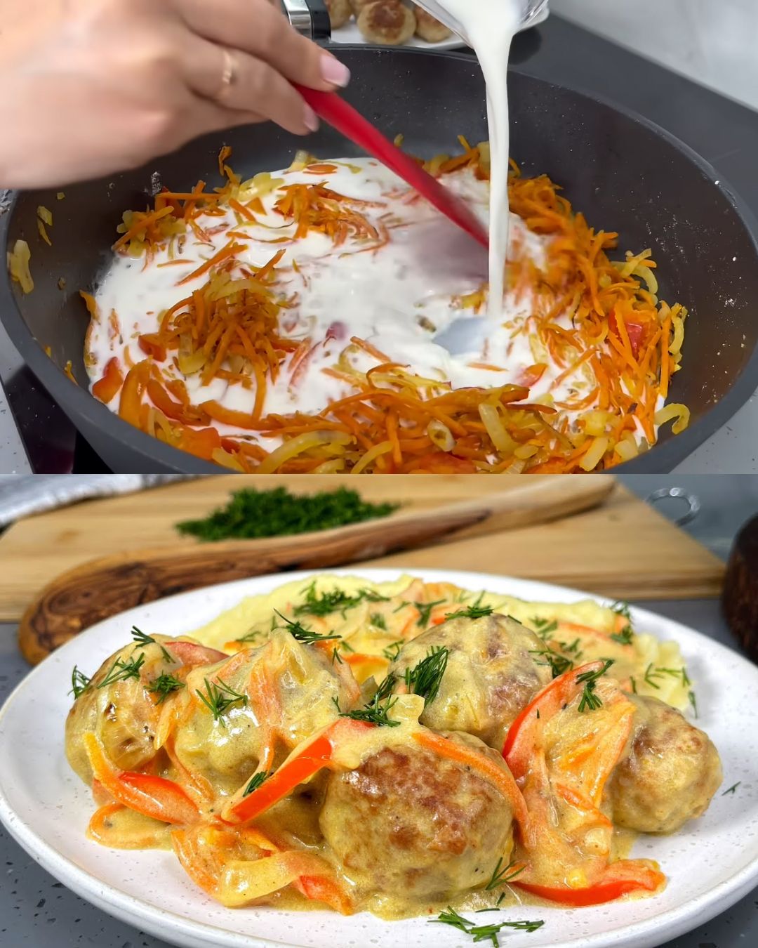 Chicken Meatballs in Creamy Vegetable Sauce