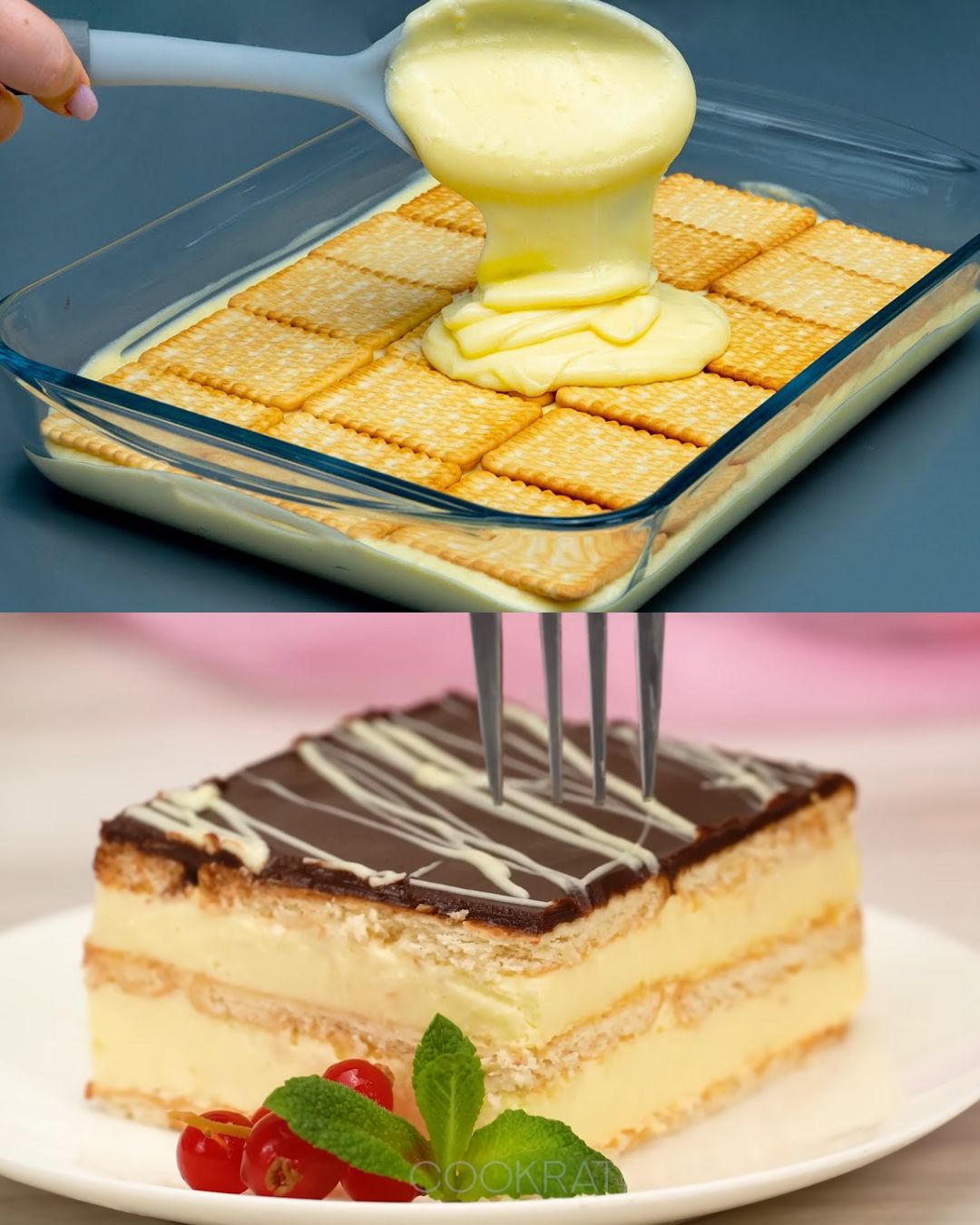 Layered Biscuit and Chocolate Pudding Cake