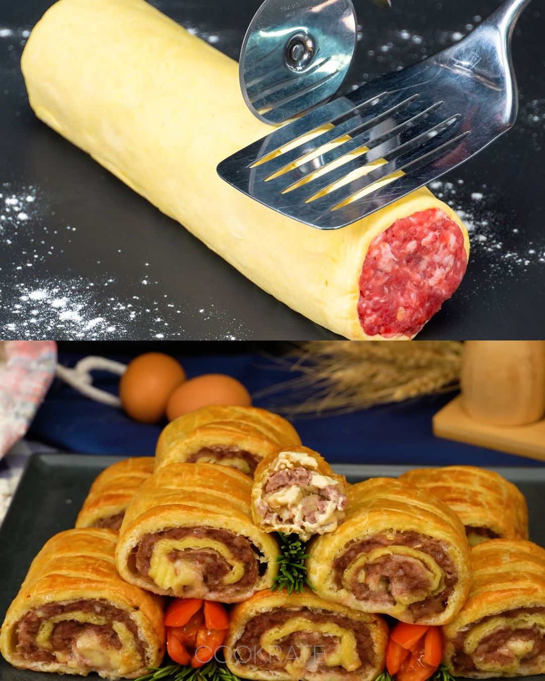 Classic Savory Meat Puff Pastry Pie