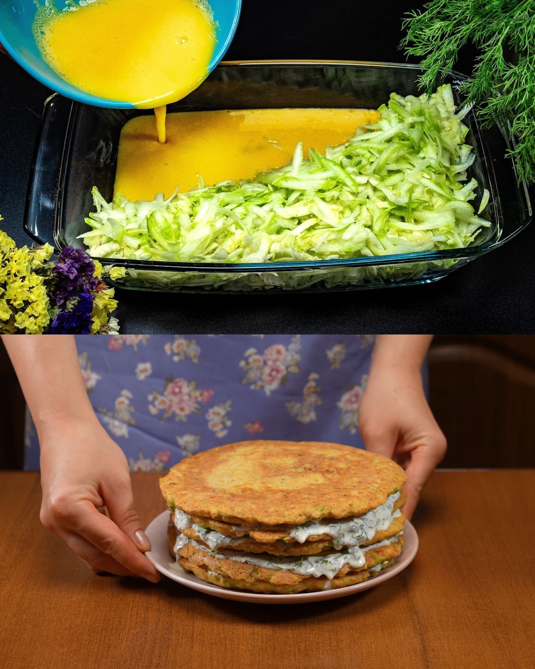 Zucchini and Lentil Pancakes with Homemade Herb Sauce
