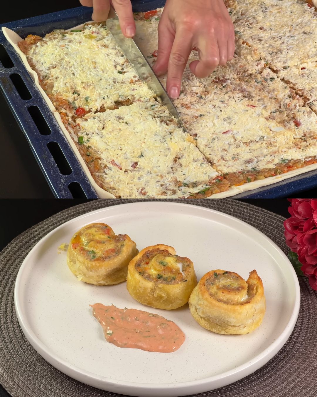 Classic Puff Pastry Meat Pie with Herb-Cheese Filling