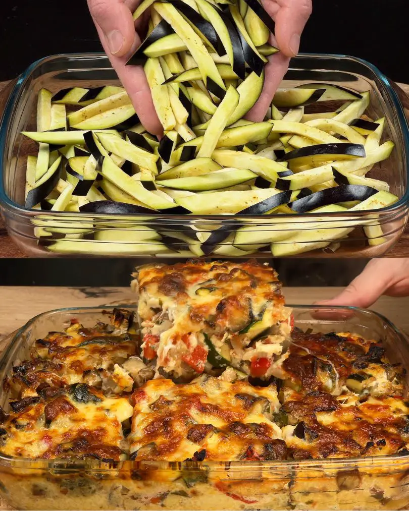Mediterranean Vegetable Casserole with Cream and Cheese